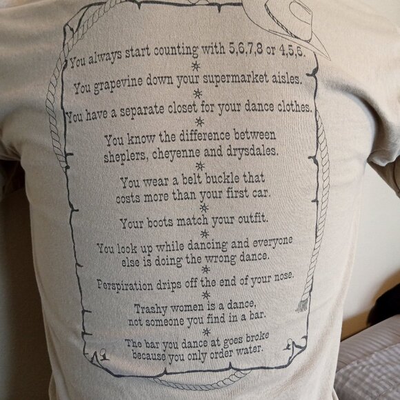 Funny Dance Shirt "You might be a line dancer IF..." Men's (L) Army Green Tshirt - Picture 5 of 8